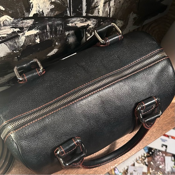 MCM Black Pebble Leather & Red Stitching Boston Doctor’s Bag - Picture 11 of 16